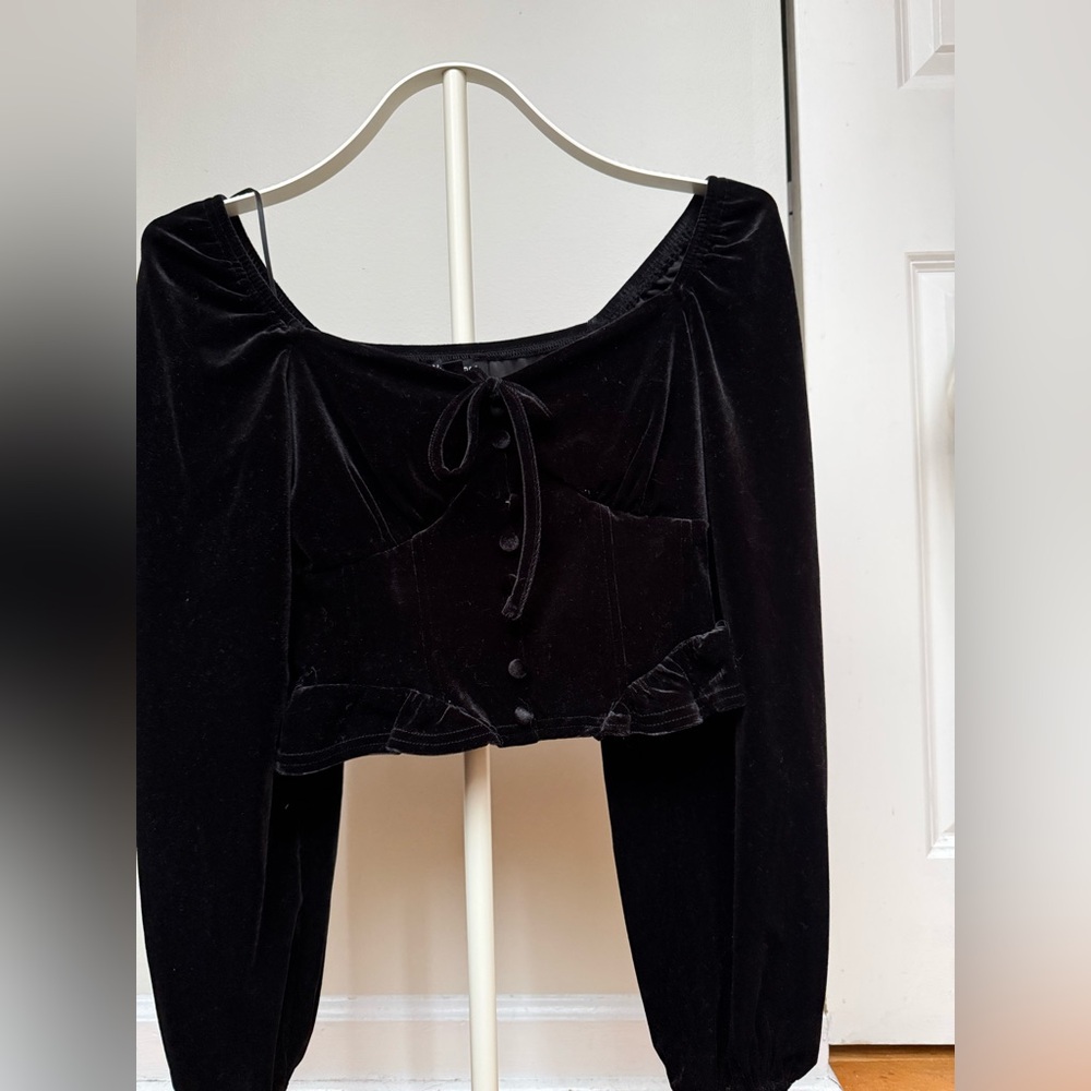 Blu Pepper Black Velvet Blouse - Picture 2 of 5